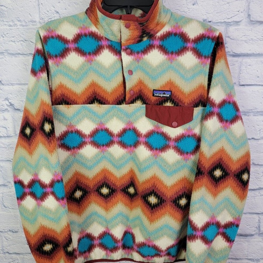 Patagonia Synchilla Snap Fleece Pullover Timber Twist Multicolor Aztec Print